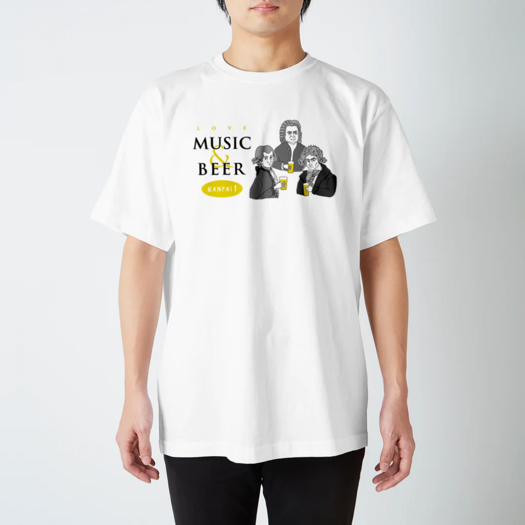 ビールとアート TM-3 Designの偉人 × BEER（三人の音楽家・音楽とビールを愛す） スタンダードTシャツ