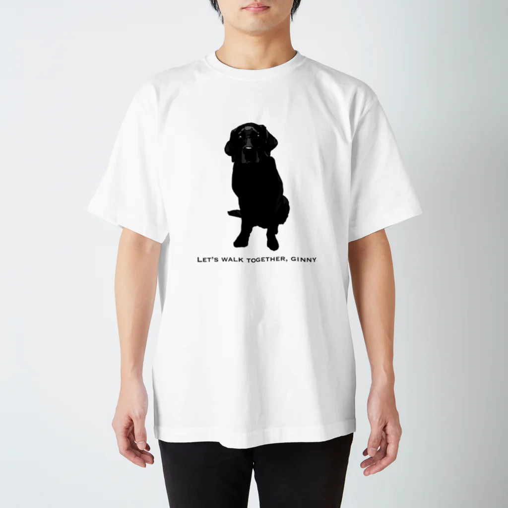 roly_poly_illustrationの【ラブラブ黒ラブ】 Regular Fit T-Shirt