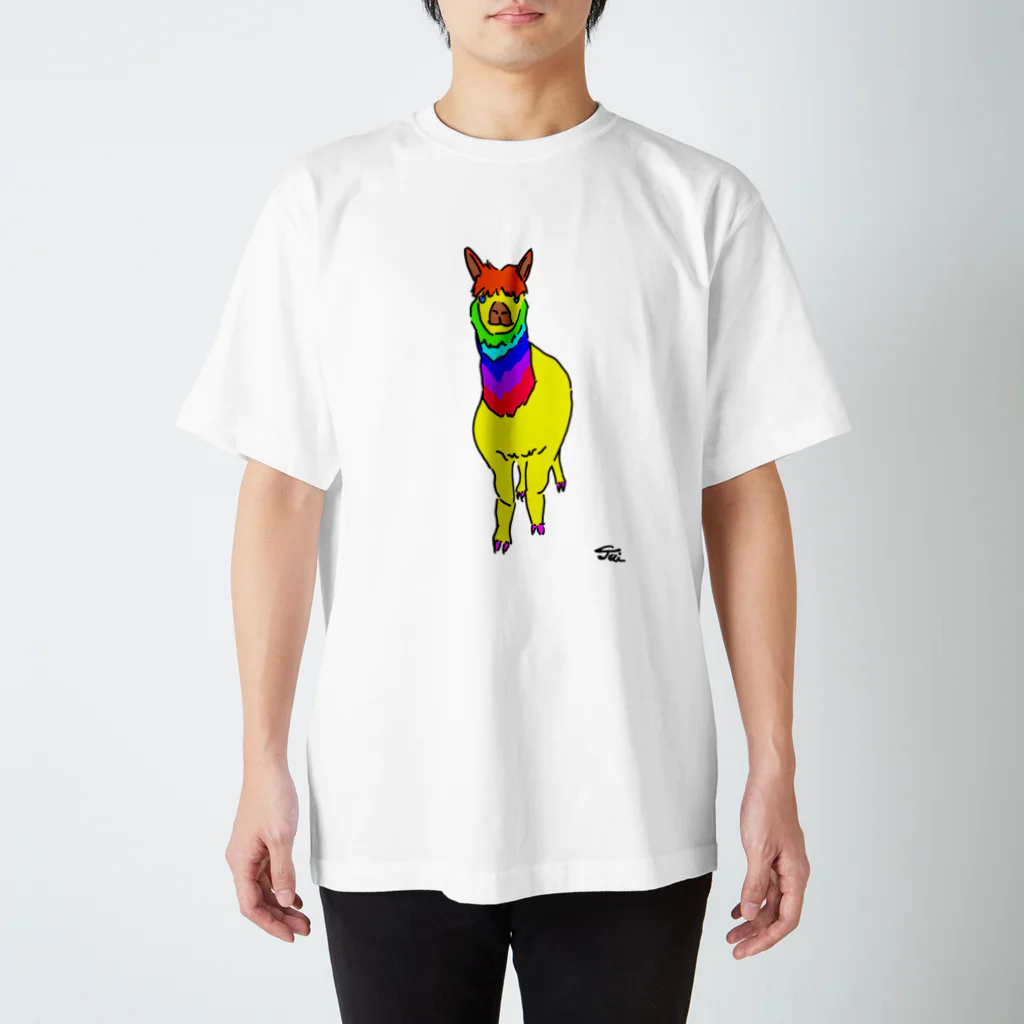 Sunny Heart　野生動物保護 wildlife carerのMETAPOP PACAPACA - yellow Regular Fit T-Shirt