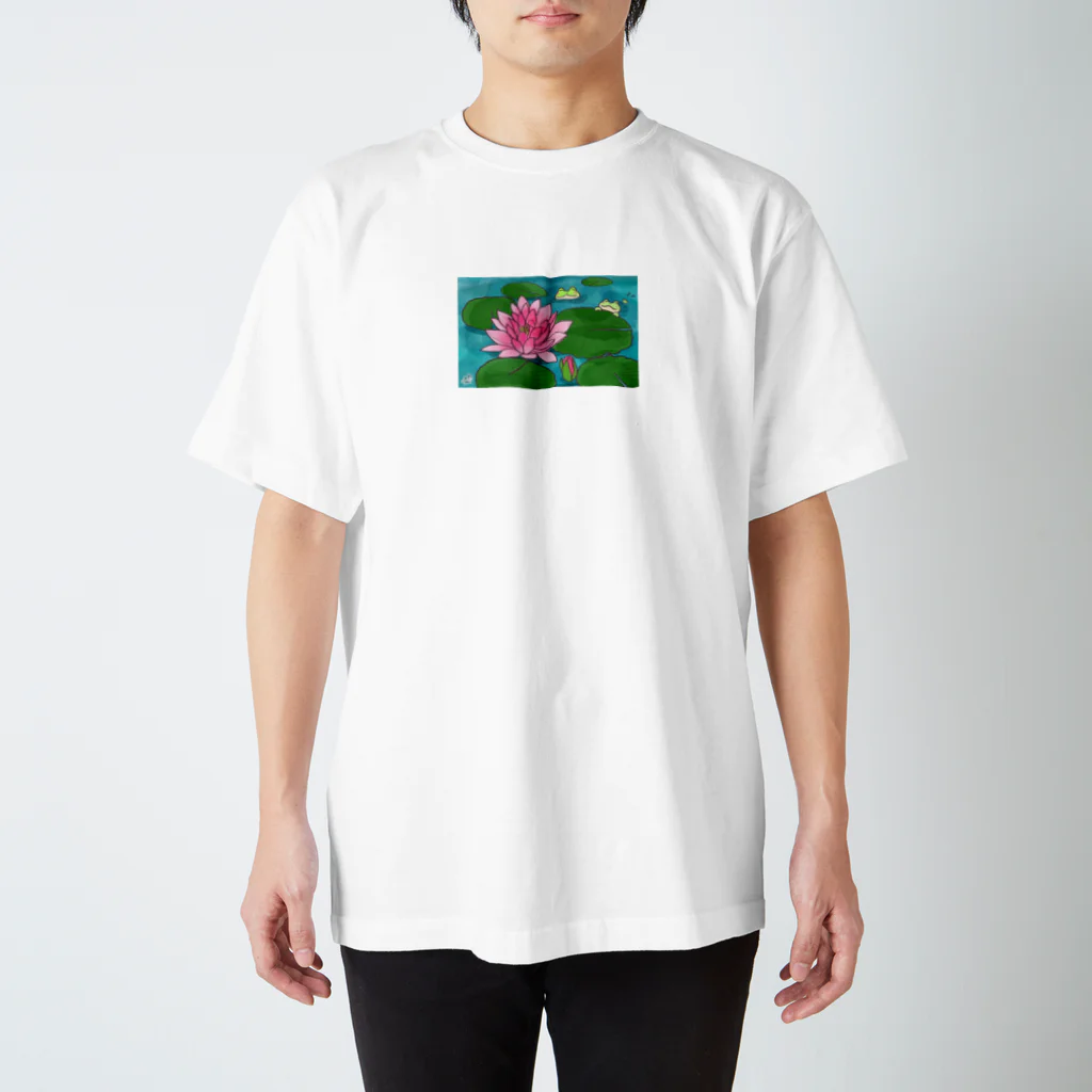 雨蛙碧のけろんと睡蓮 Regular Fit T-Shirt