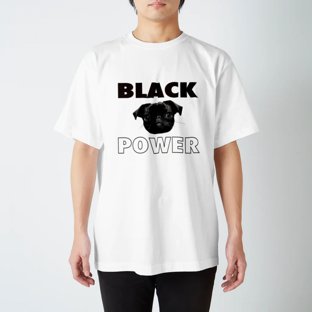 えんぴつのBLACK POWER パグ スタンダードTシャツ