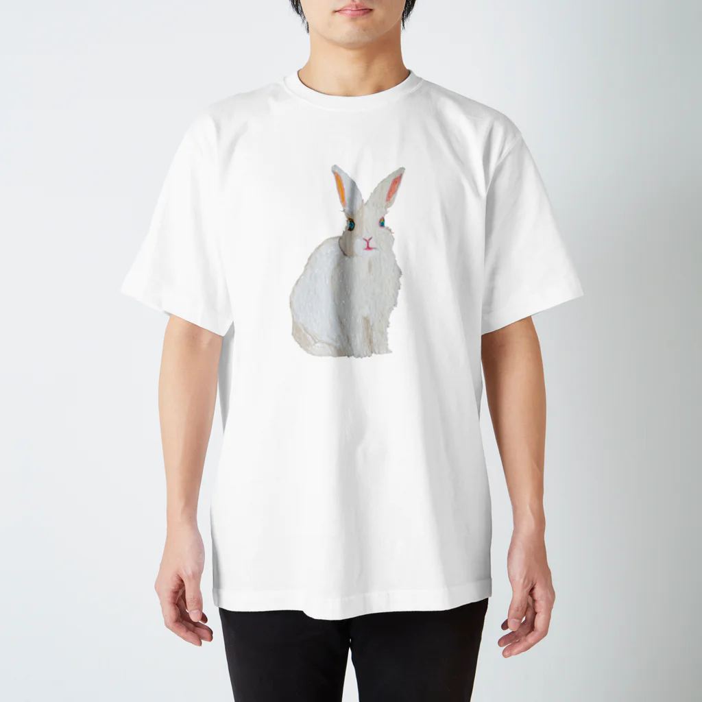 rabbit loverのフワフワうさぎ（白） スタンダードTシャツ
