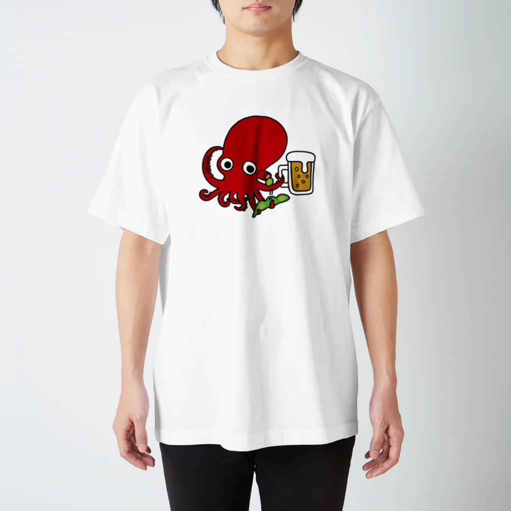 釣りバカ　Love Fishingの【NEW】タコとビールと枝豆 スタンダードTシャツ