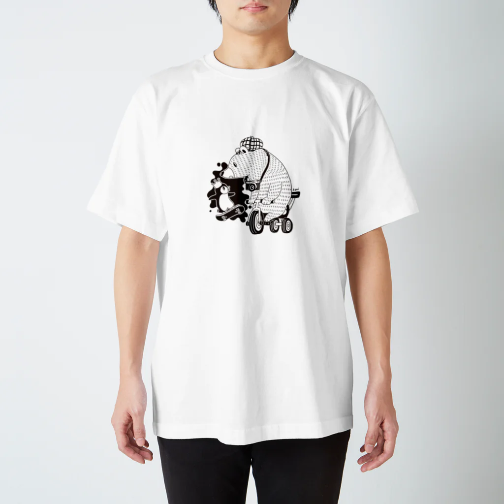 白黒道場本舗の白黒道場-のりもの（絵柄小） スタンダードTシャツ