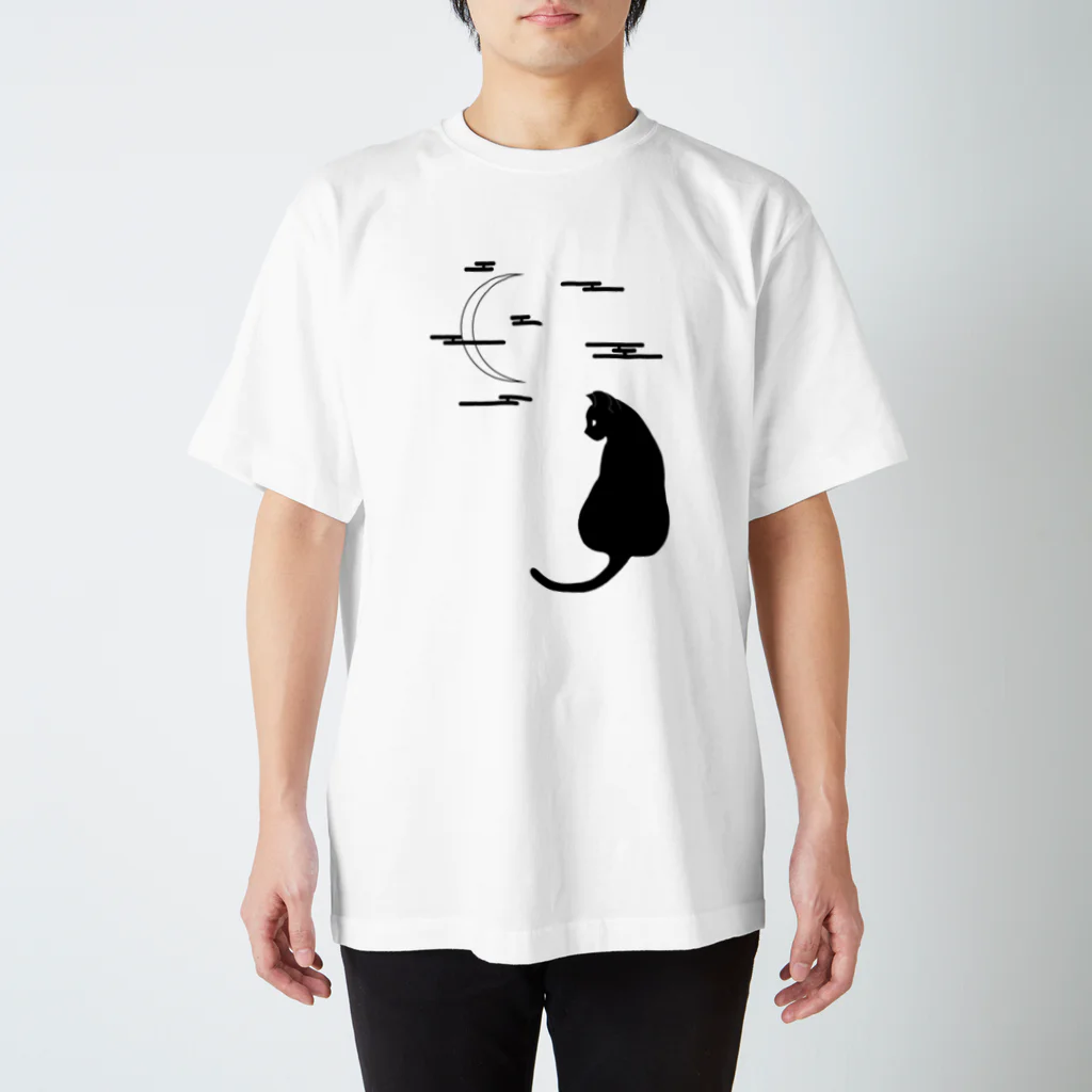 ChikahiのCat with Moon Regular Fit T-Shirt
