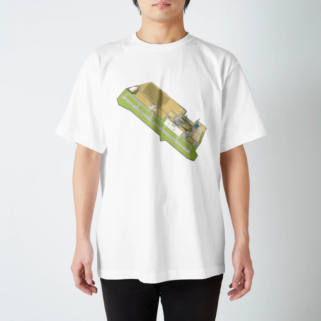 Aoyama_DAISUKEの神戸空港バーズアイマップ スタンダードTシャツ