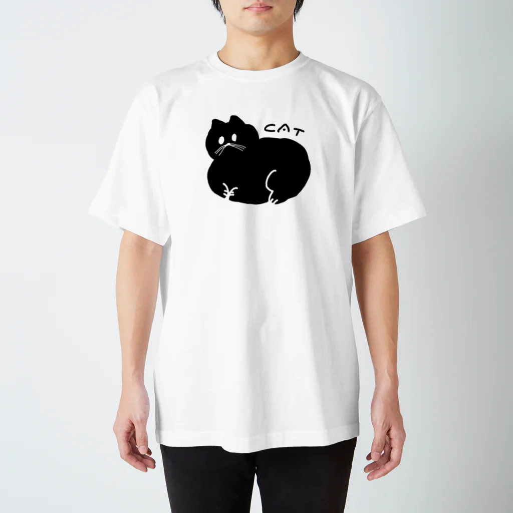 nyota|にょたの丸い黒猫 スタンダードTシャツ