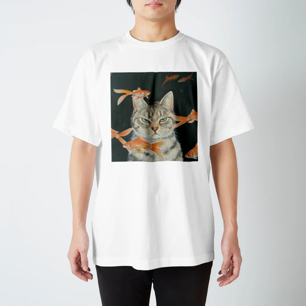 おちょぴの金魚と猫 スタンダードTシャツ