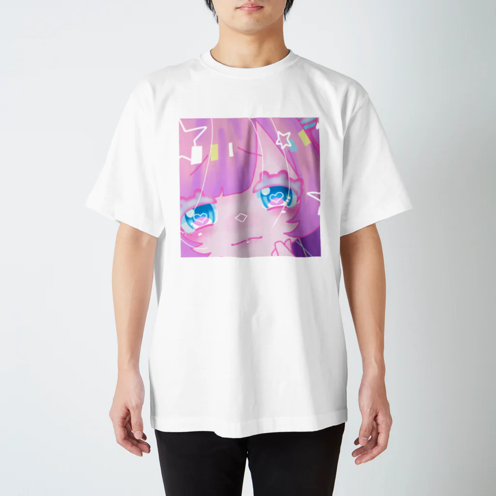 ぽぽろ🦇のピンクと水色のキラキラ女の子 Regular Fit T-Shirt