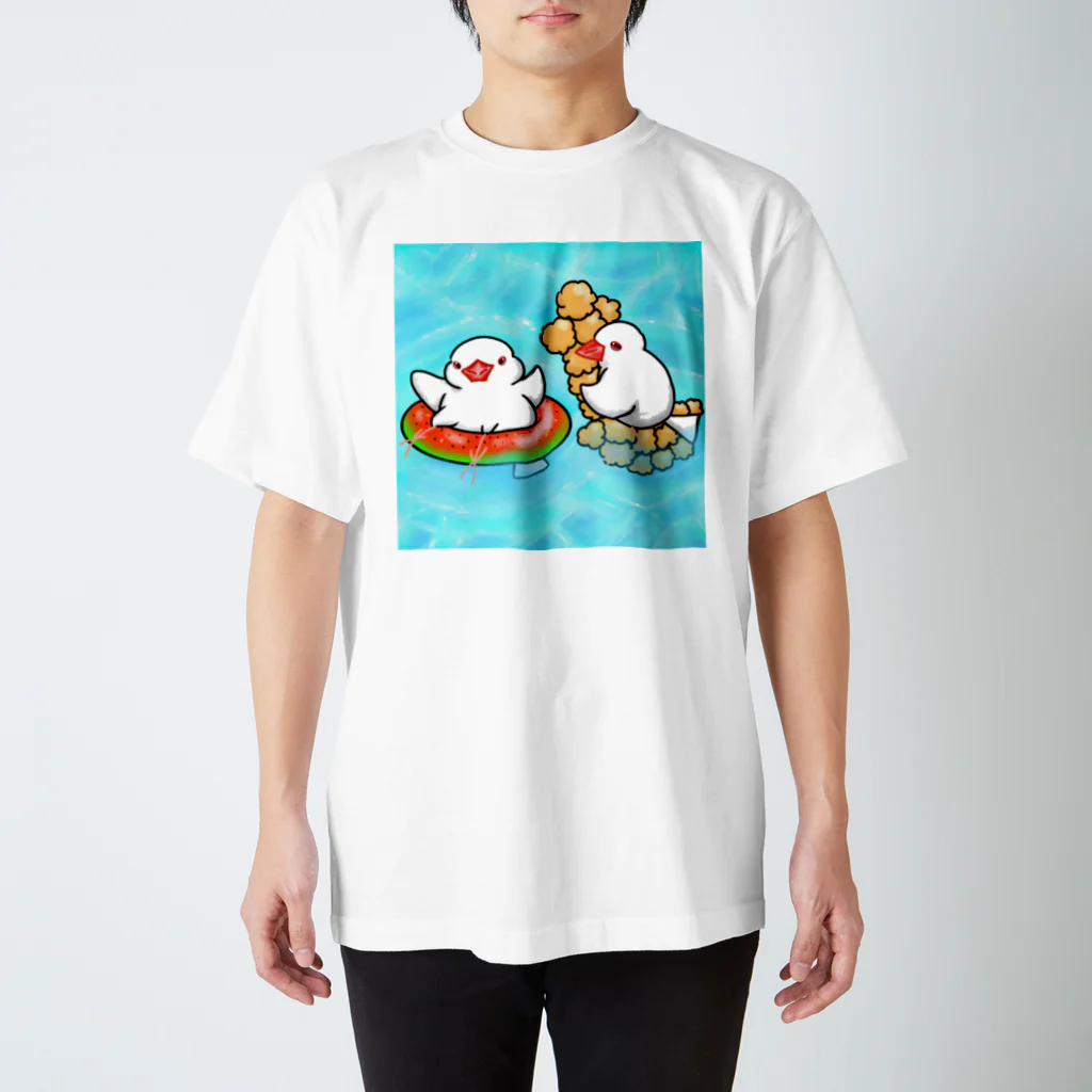 Lily bird（リリーバード）のぷかぷか水遊び文鳥ず スタンダードTシャツ