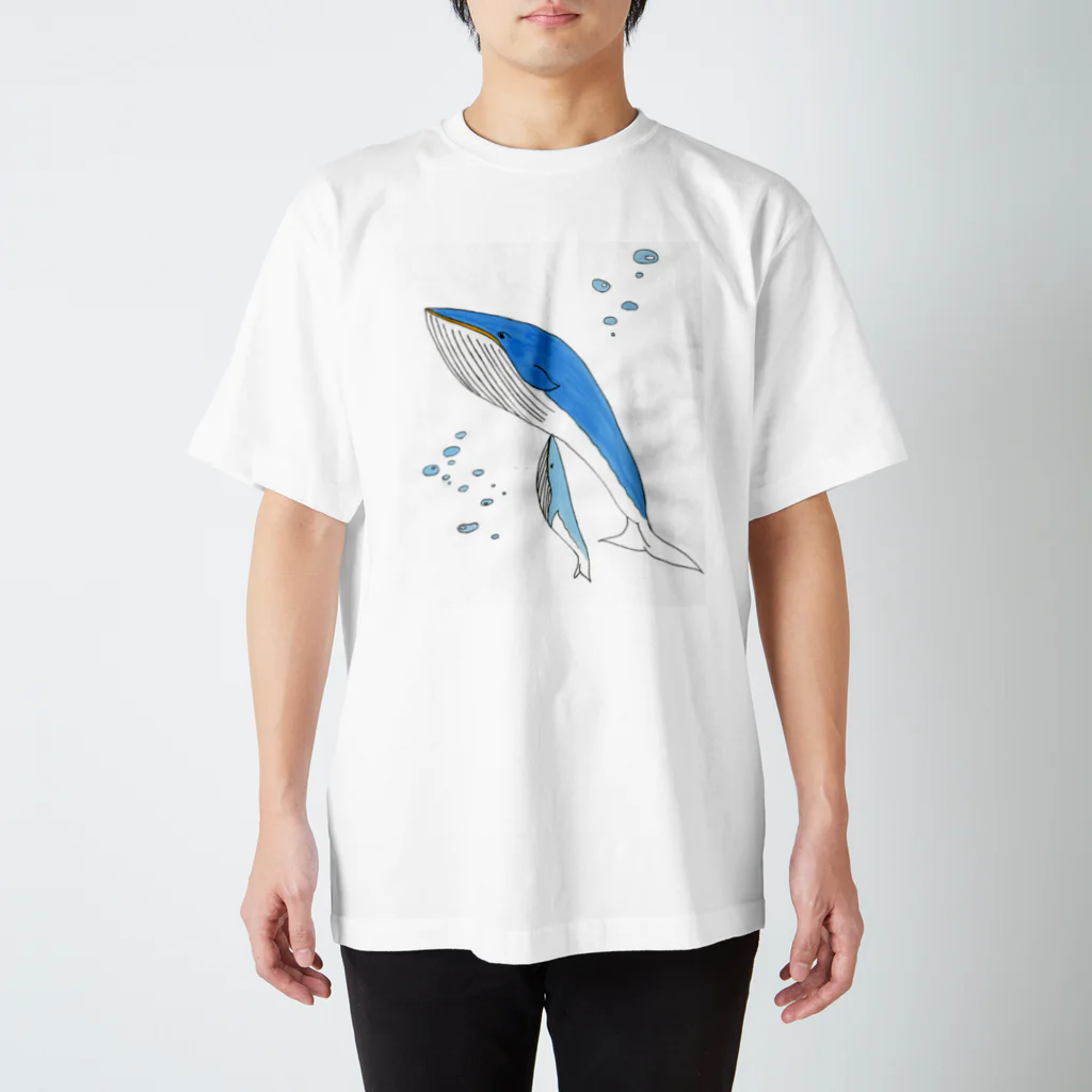 ペンと剣のwhale_mother&baby （くじら母子） スタンダードTシャツ