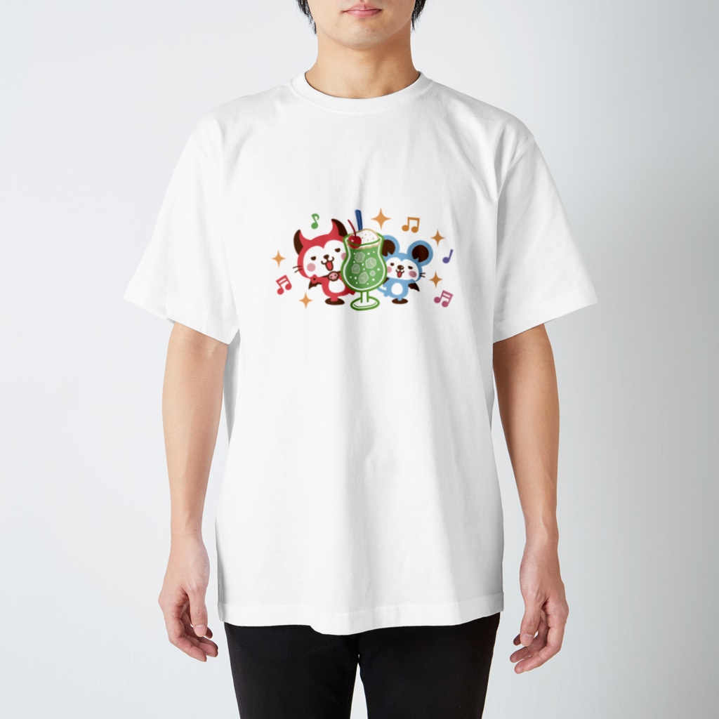 ミニマムユニヴァース@SUZURIのデビねこくんとデビねずちゃん Tシャツ クリームソーダ Regular Fit T-Shirt