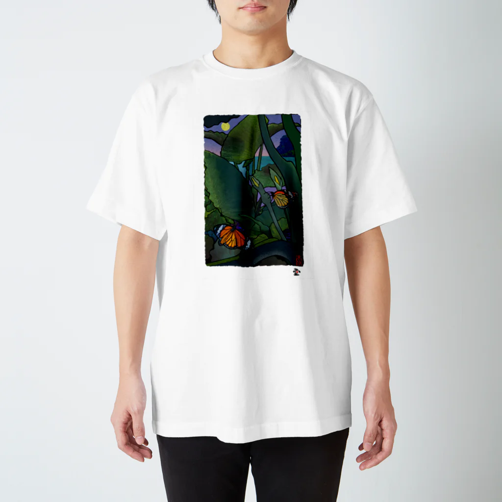 HOMARE DRAGONの「くわずいもと蝶」琉球デジタル版画Tシャツ　TY0069D スタンダードTシャツ