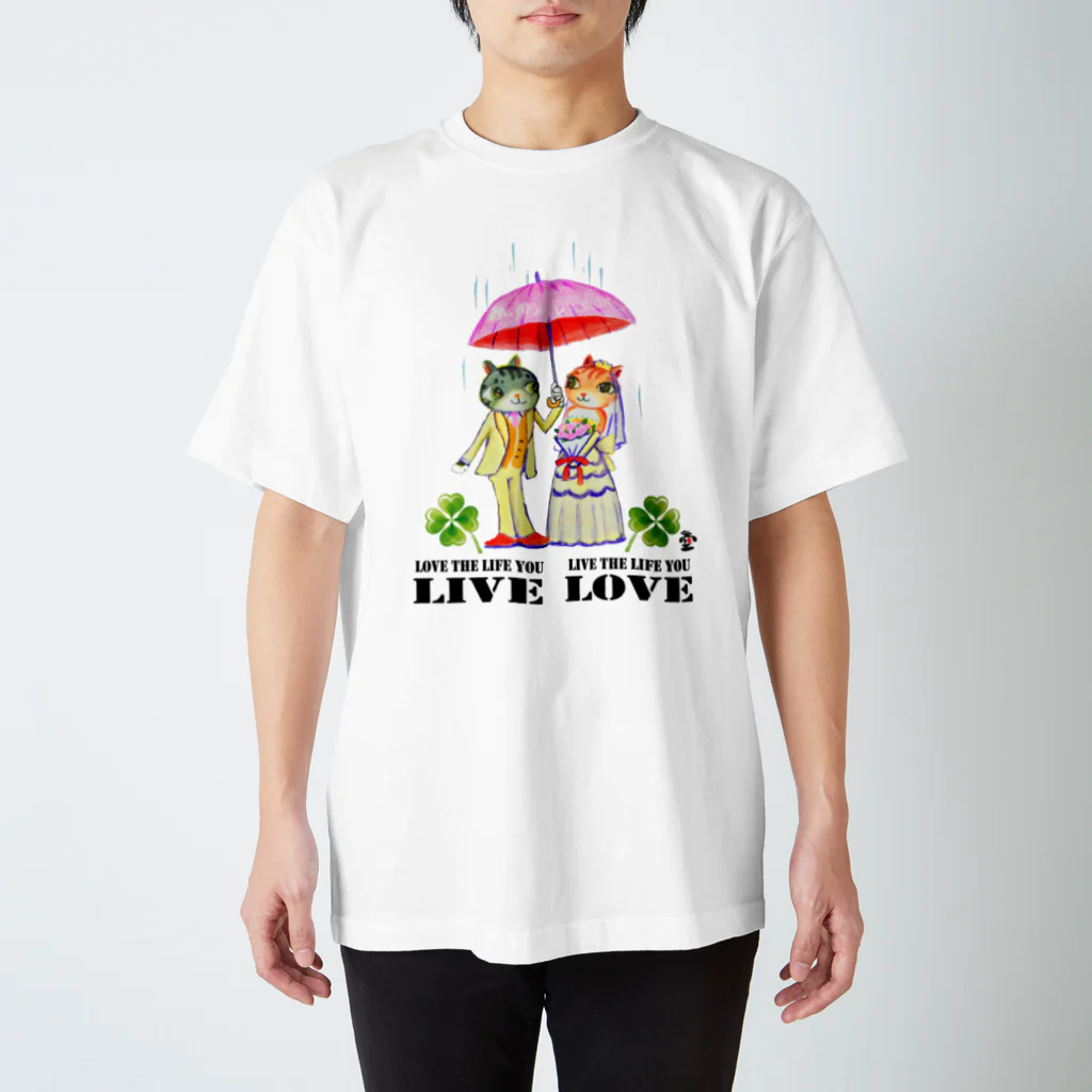 HOMARE DRAGONの「猫の結婚式に素敵な言葉」琉球絵物語　ST002T スタンダードTシャツ