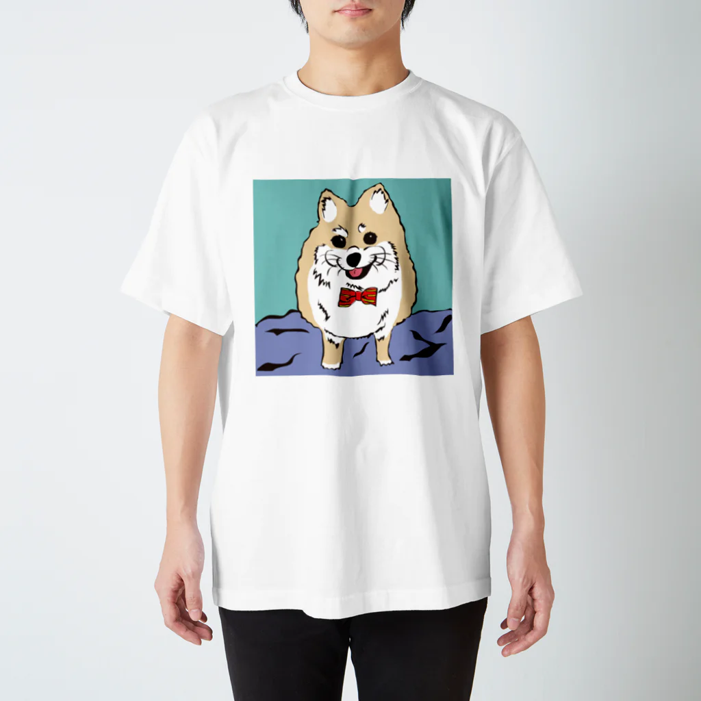 えんぴつのおしゃれしたポメラニアン スタンダードTシャツ