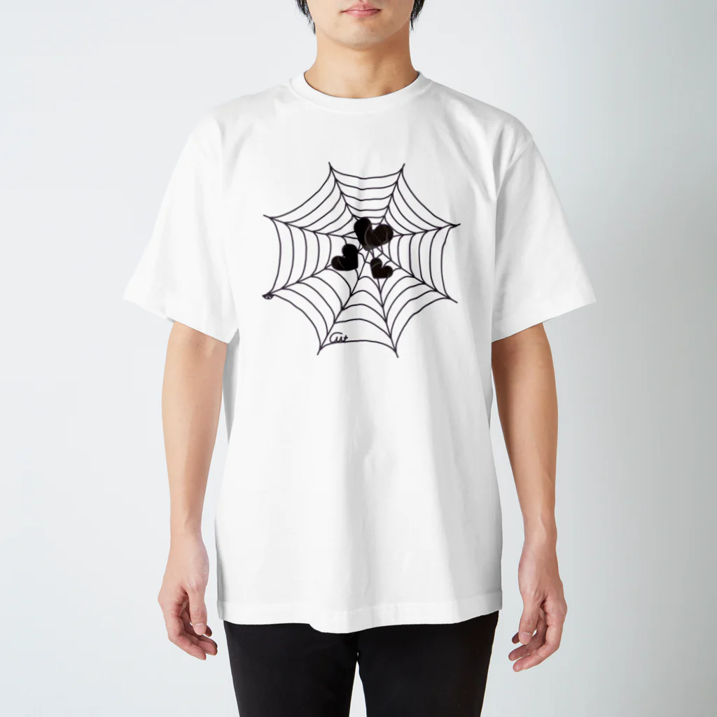 イラスト MONYAAT のハートをキャッチな蜘蛛の巣D スタンダードTシャツ
