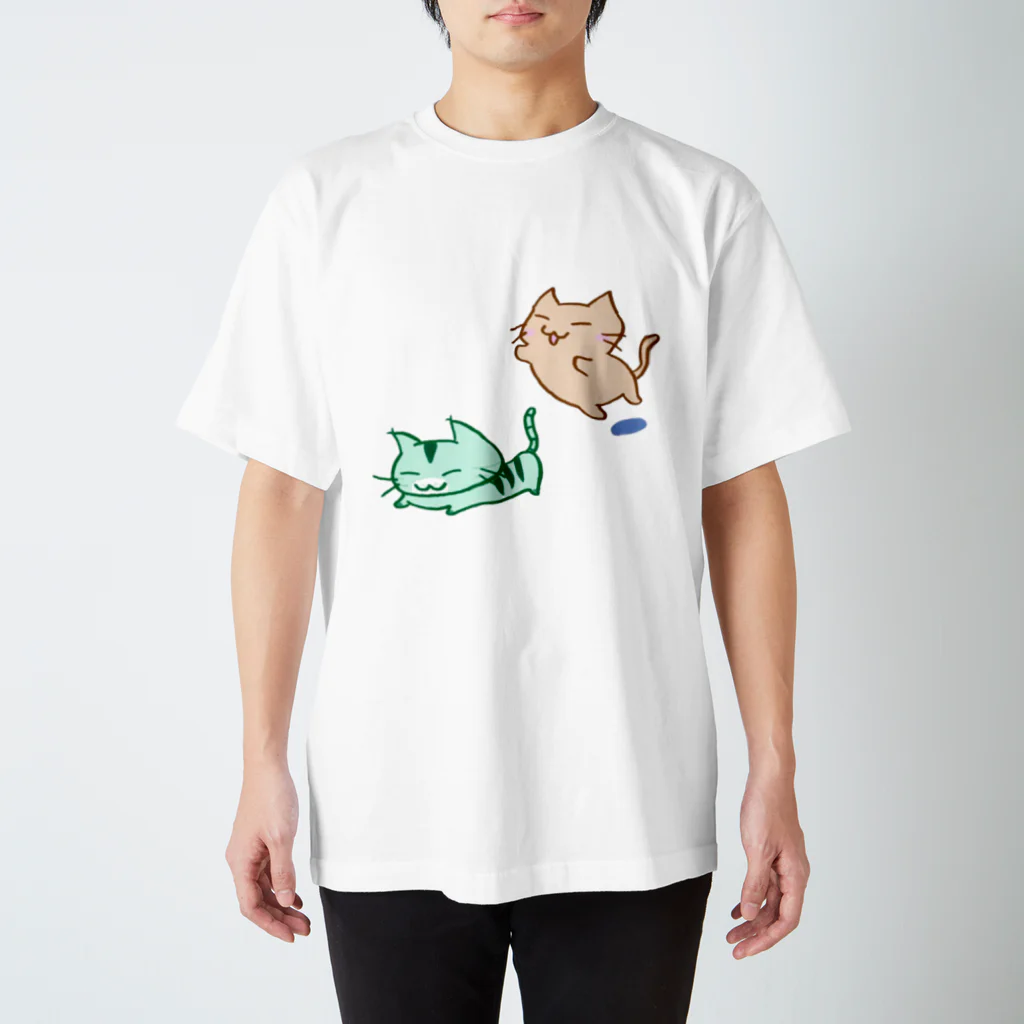 まりにゃんずのじゃれる まりにゃんず (フチなし) Regular Fit T-Shirt