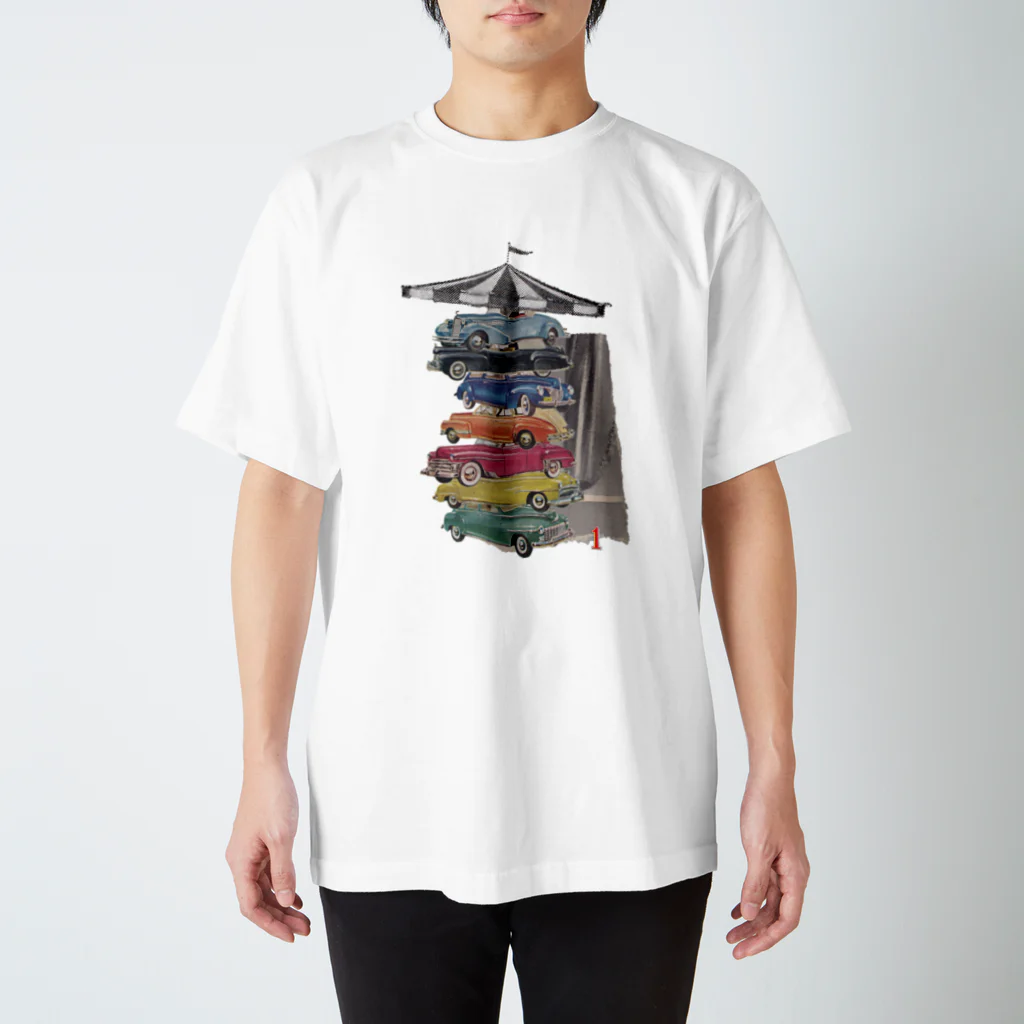 monocolor_collageの積み重なる車くるまクルマ スタンダードTシャツ