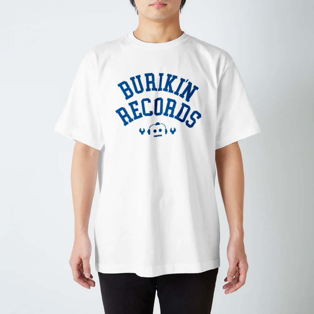 BURIKI'N RECORDSのブリキン定番ロゴ(スモーキーブルーロゴ) スタンダードTシャツ