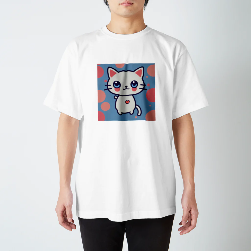 A31eの狛猫のミケ「はーとびーと」 スタンダードTシャツ