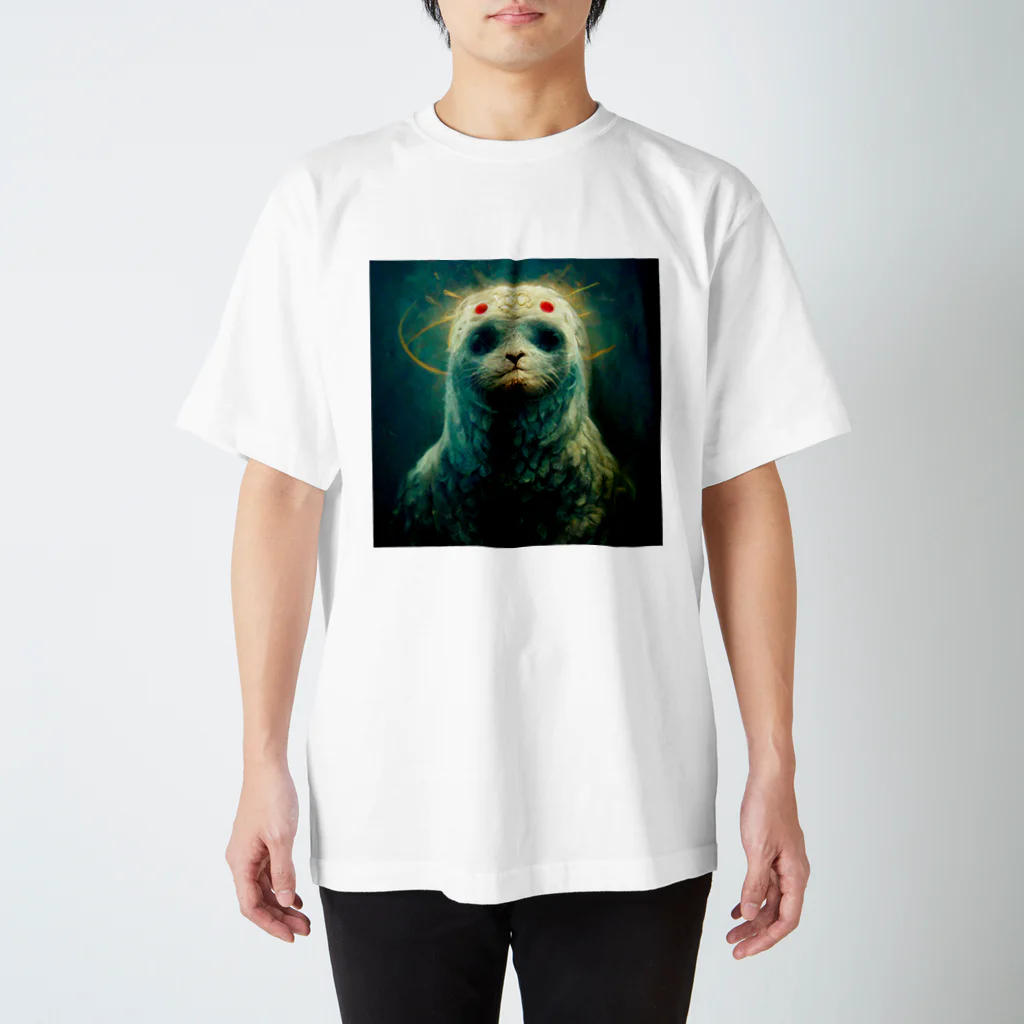 temple t-shirtshopのアザラシの神様 Regular Fit T-Shirt
