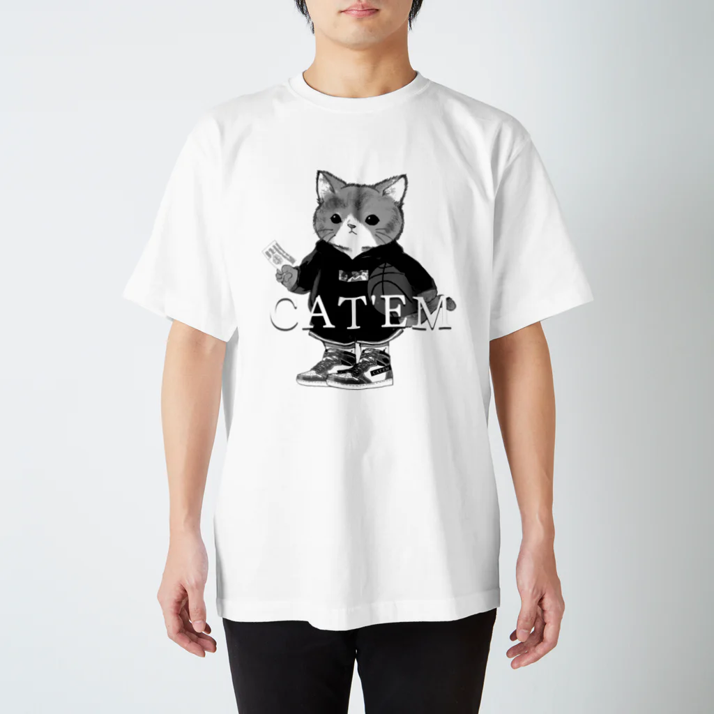 CAT'EM キャッテム　スニーカーを履いた猫のブランドのBASKE CAT 'Shadow'　スニーカーを履いた猫のブランド スタンダードTシャツ