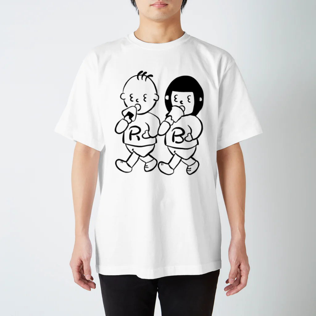 ランニングと朝食のランブレちゃんロゴTシャツ（背面青ロゴ） Regular Fit T-Shirt