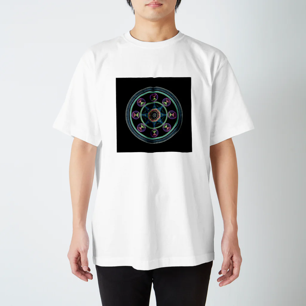 点描曼荼羅グッズのMandala#1(四角) Regular Fit T-Shirt