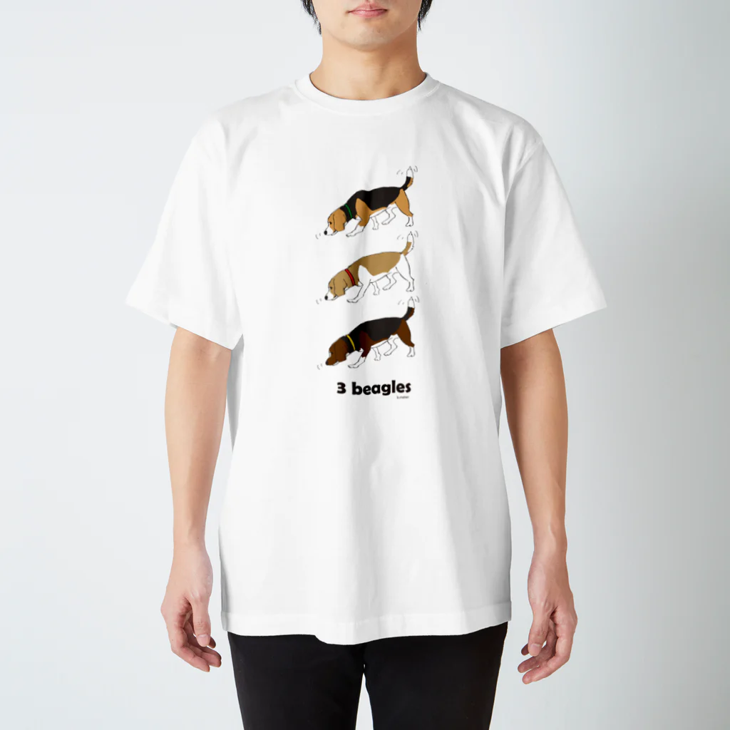 beagle meter the shopの3 beagles #001 Regular Fit T-Shirt