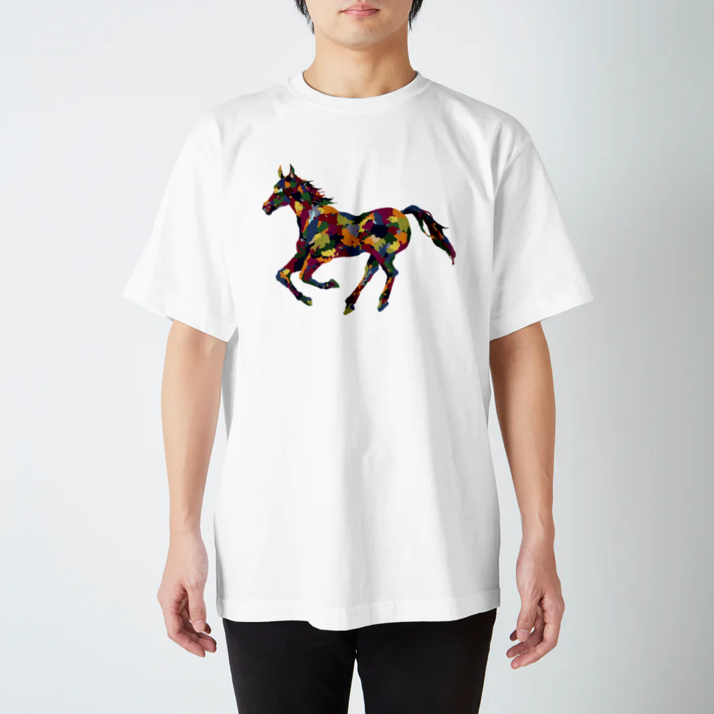 meiroのカラフルなホース スタンダードTシャツ