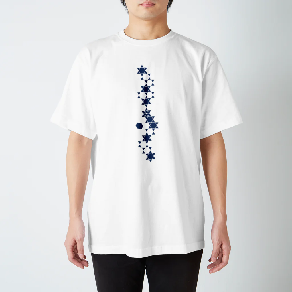 cuuyabowの籠目NAVY Regular Fit T-Shirt