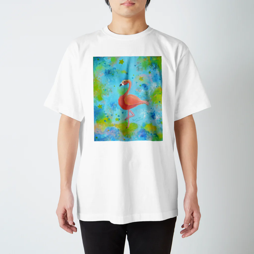 Esassy shopのカラフルフラミンゴ！just be yourself.～あなたらしく～ スタンダードTシャツ