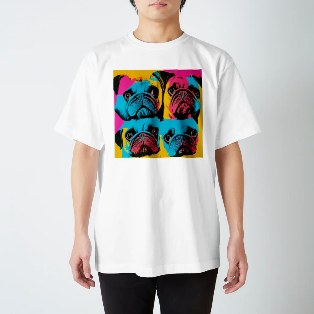 TakashiSのsurprised face pug スタンダードTシャツ