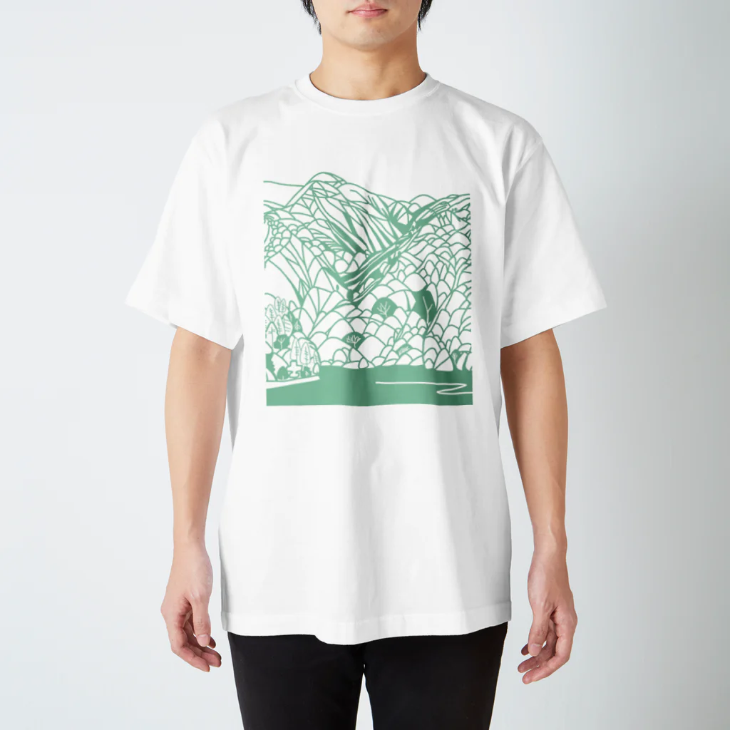 はっちゃんの山のドローイング　グリーン スタンダードTシャツ