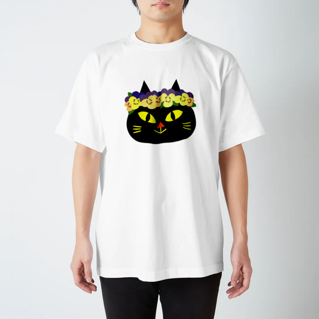 宇野のお店のビオラと黒猫 スタンダードTシャツ