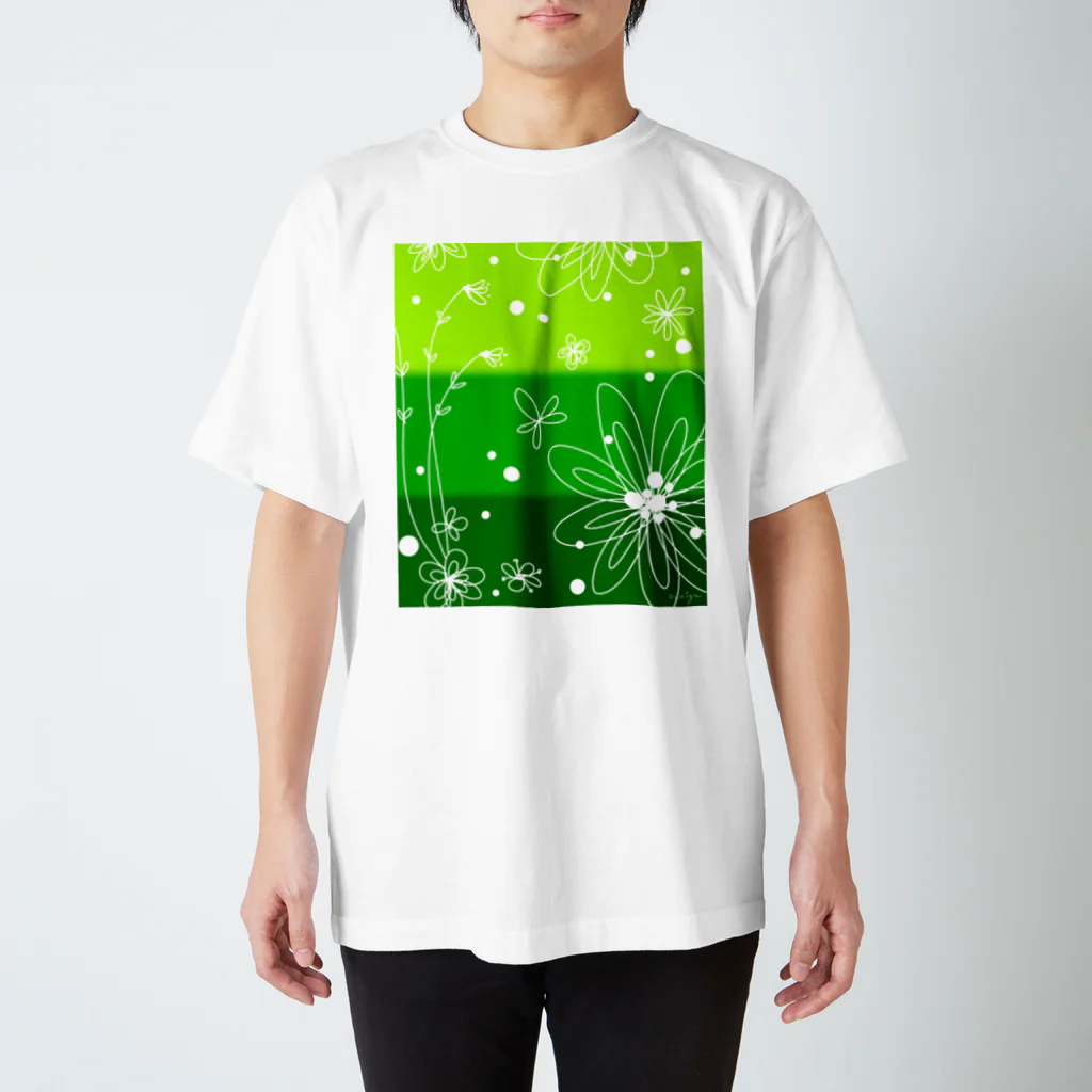 Ｍ✧Ｌｏｖｅｌｏ（エム・ラヴロ）の花（グリーン） スタンダードTシャツ