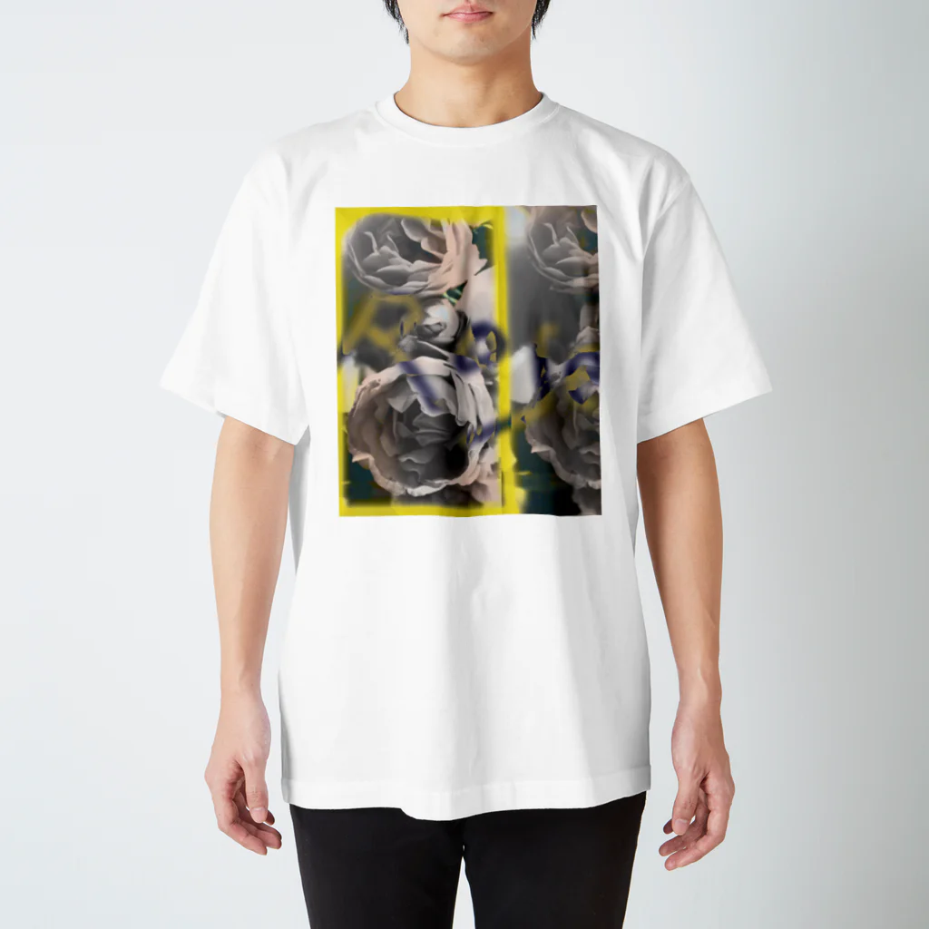 鯖いTシャツ屋さんのRose 薔薇 バラ and イエロー スタンダードTシャツ