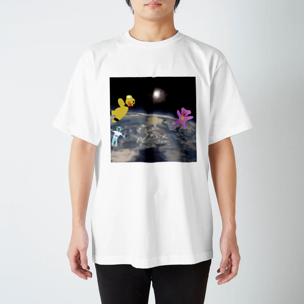 くまさん（麦食くま）の宇宙を旅するくまさん「成層圏（高度20,000m）」 スタンダードTシャツ