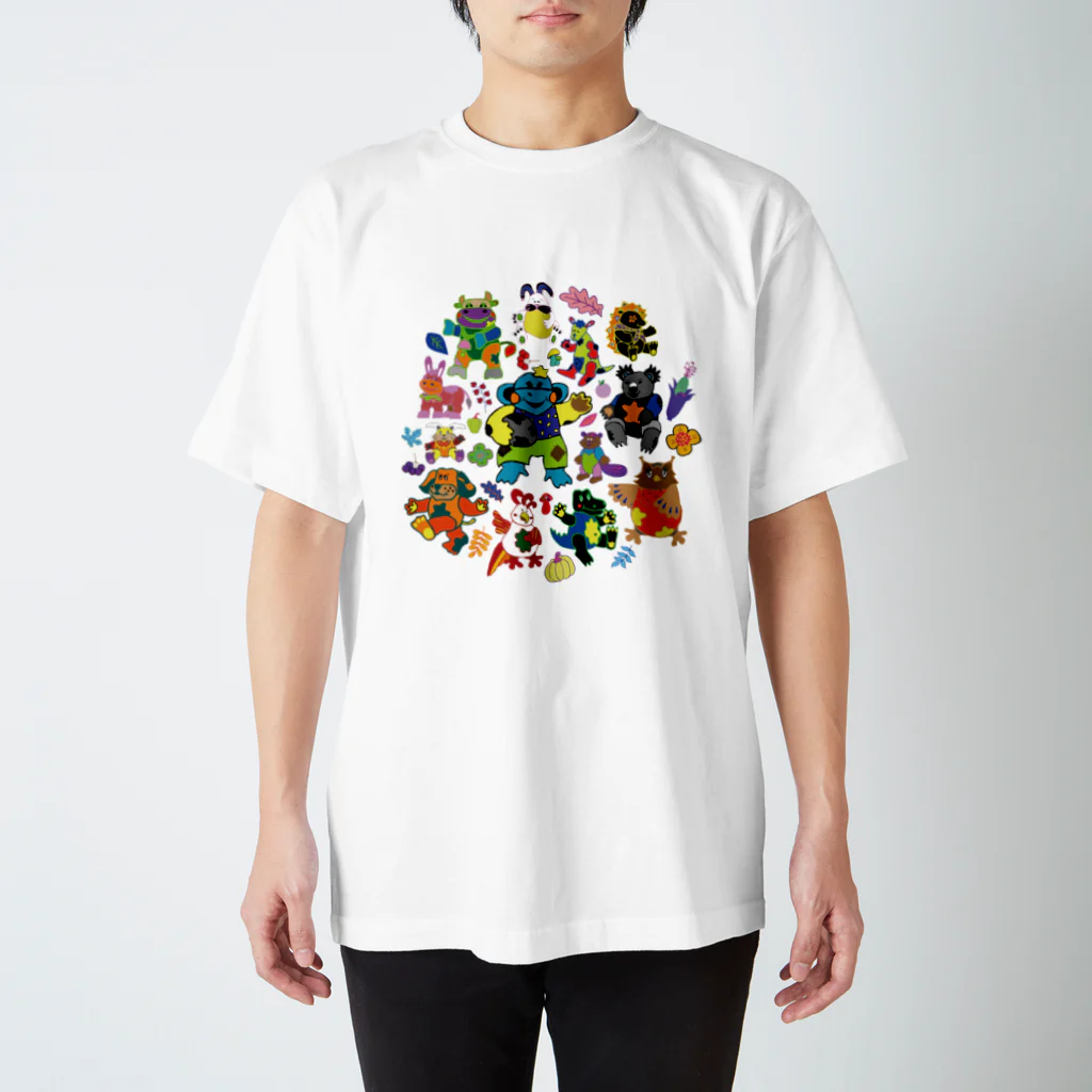 Drecome_Designのカラフルアニマル スタンダードTシャツ