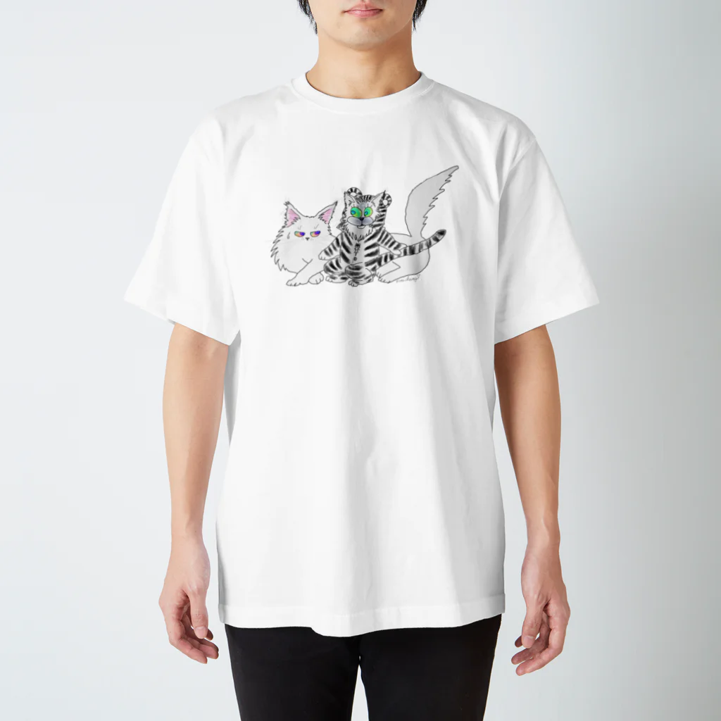 Crazy❤︎for Maincoon 猫🐈‍⬛Love メインクーンに夢中の黒王子❤︎メインクーン スタンダードTシャツ
