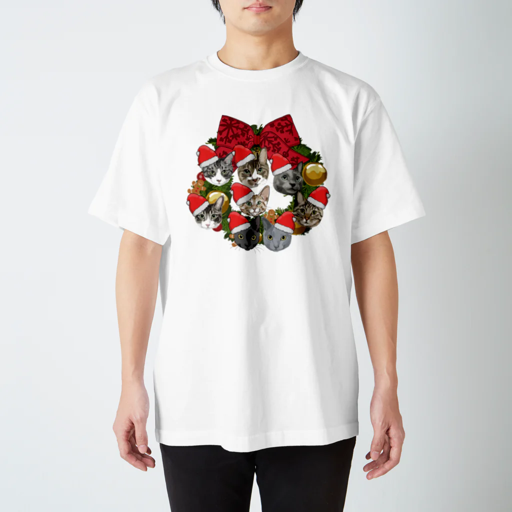 みきぞーん｜保護猫 ミッキー画伯と肉球とおともだちのmuchaguraainima　christmas スタンダードTシャツ