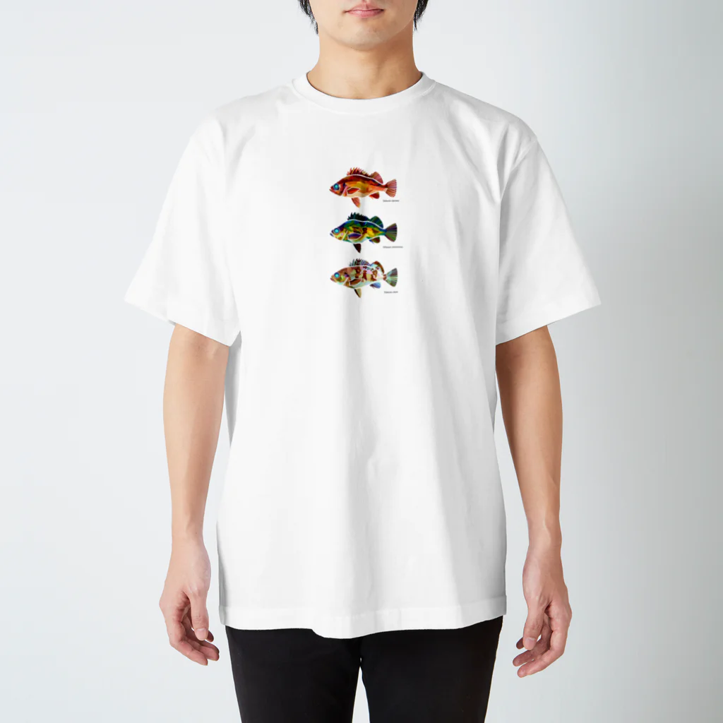 かわはぎの赤黒白-Rockfish- Regular Fit T-Shirt