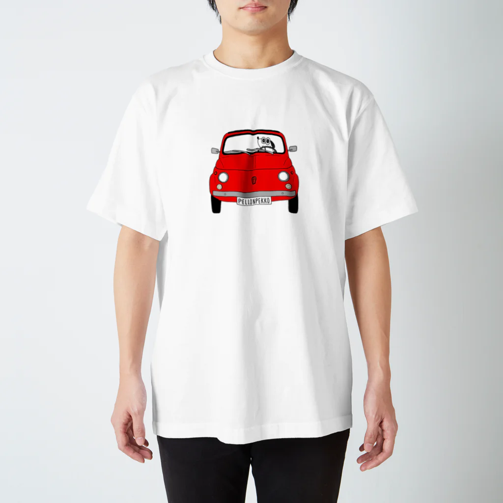 PELLONPEKKOのドライブわんこ　レッドカー スタンダードTシャツ