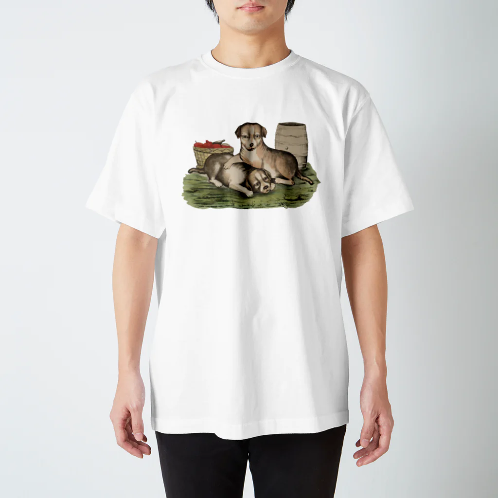 Saza-nami Antique designの２匹の犬 Regular Fit T-Shirt