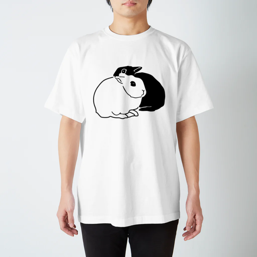 AngelRabbitsの毛繕いうさぎ スタンダードTシャツ