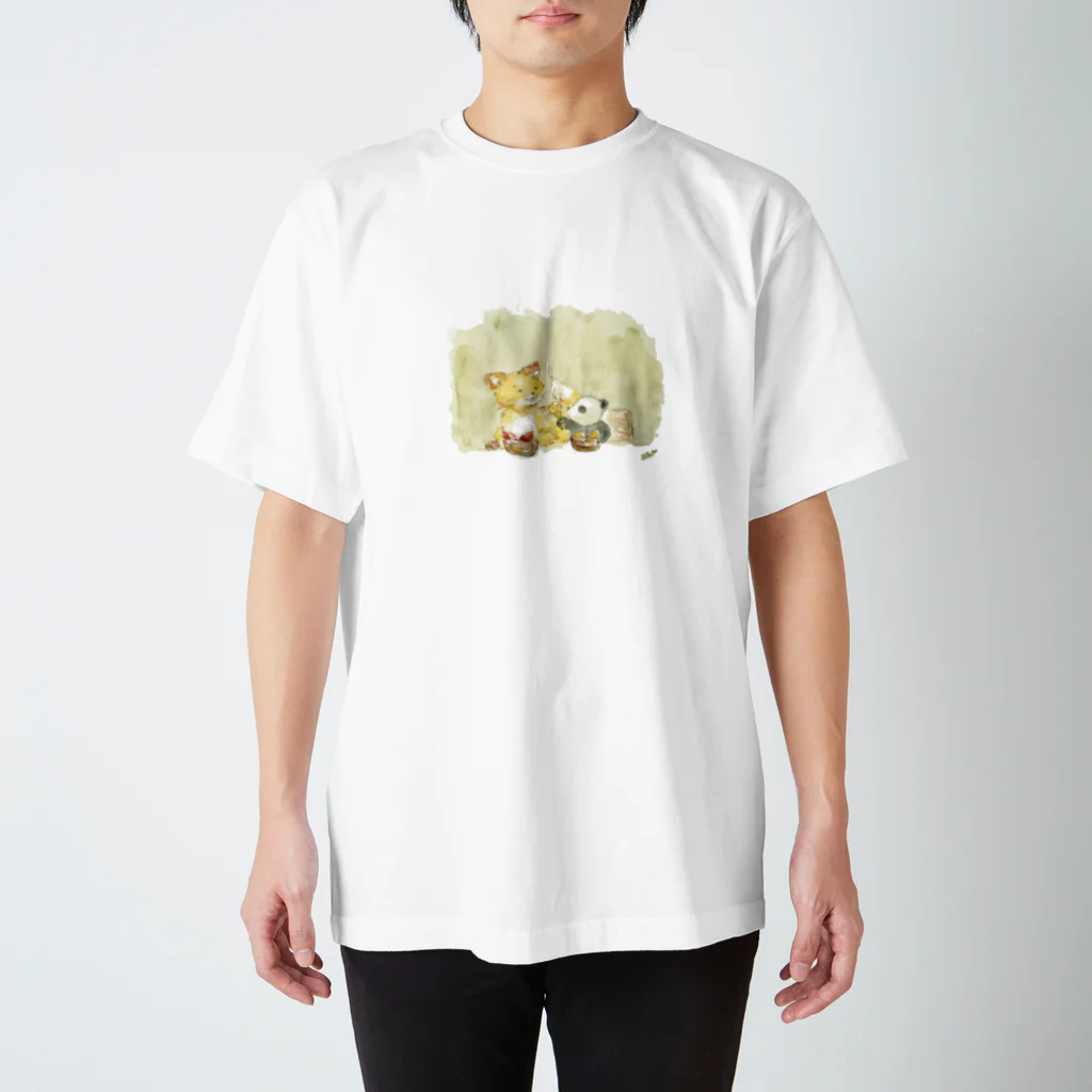 silo-iloのキツネとパンダのお芋会（濃い目） スタンダードTシャツ