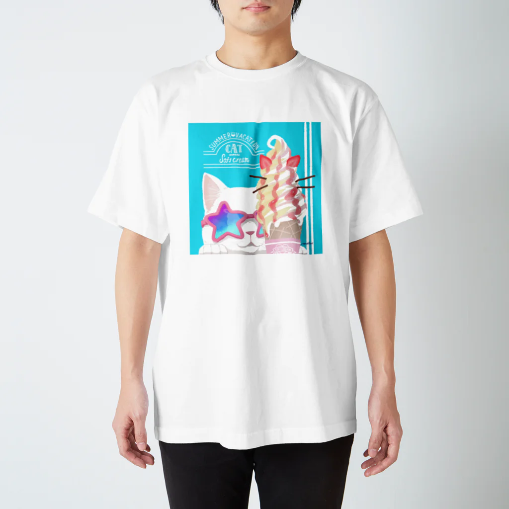 kima-maniのCat meet softcream スタンダードTシャツ