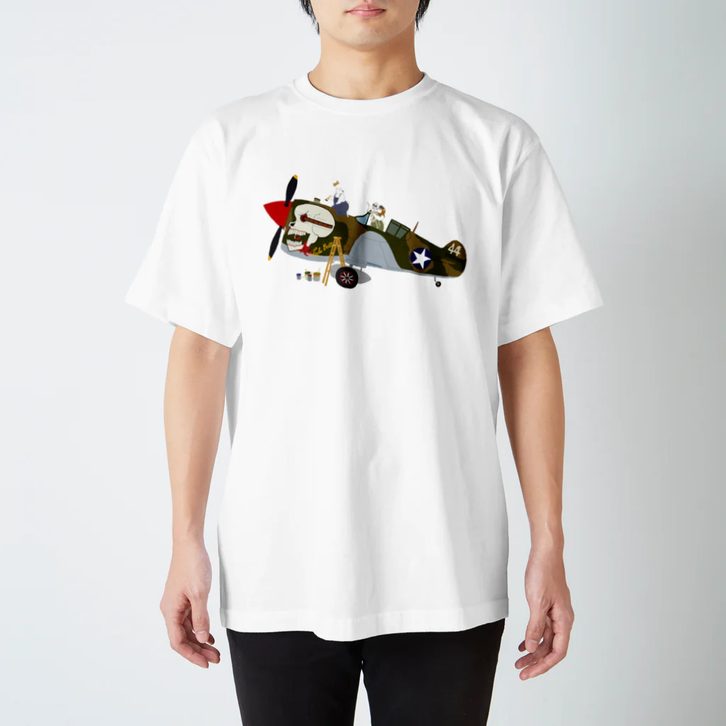 SKULL-2のノーズアートを描くすろくま。戦闘機P-40、SKULL Regular Fit T-Shirt