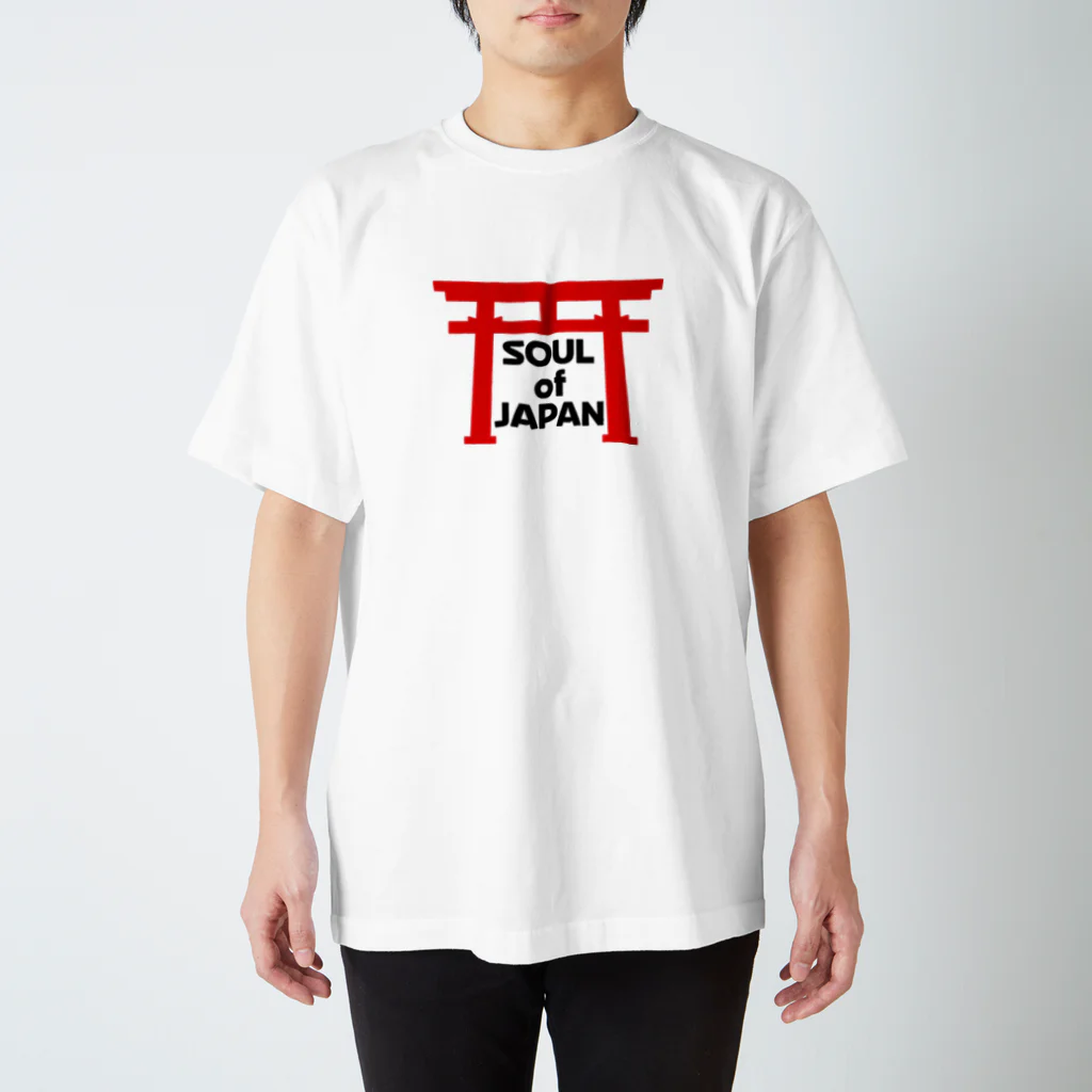 QUQU_WORKSのソウルオブジャパン 鳥居デザイン 黒文字 スタンダードTシャツ