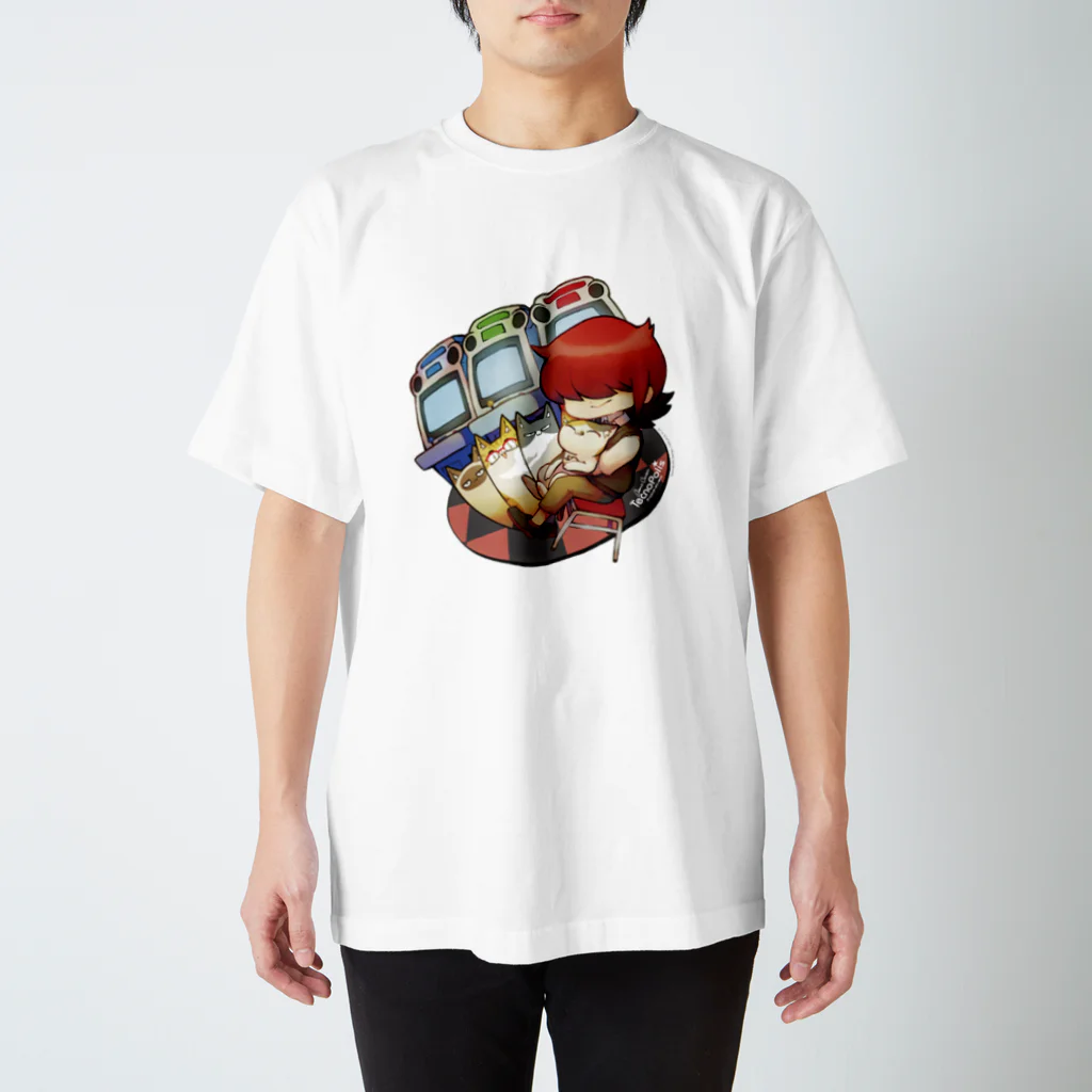 テクノポリスデザインのゲーセン猫（GAMECENTER TECNOPOLIS Ver.） スタンダードTシャツ